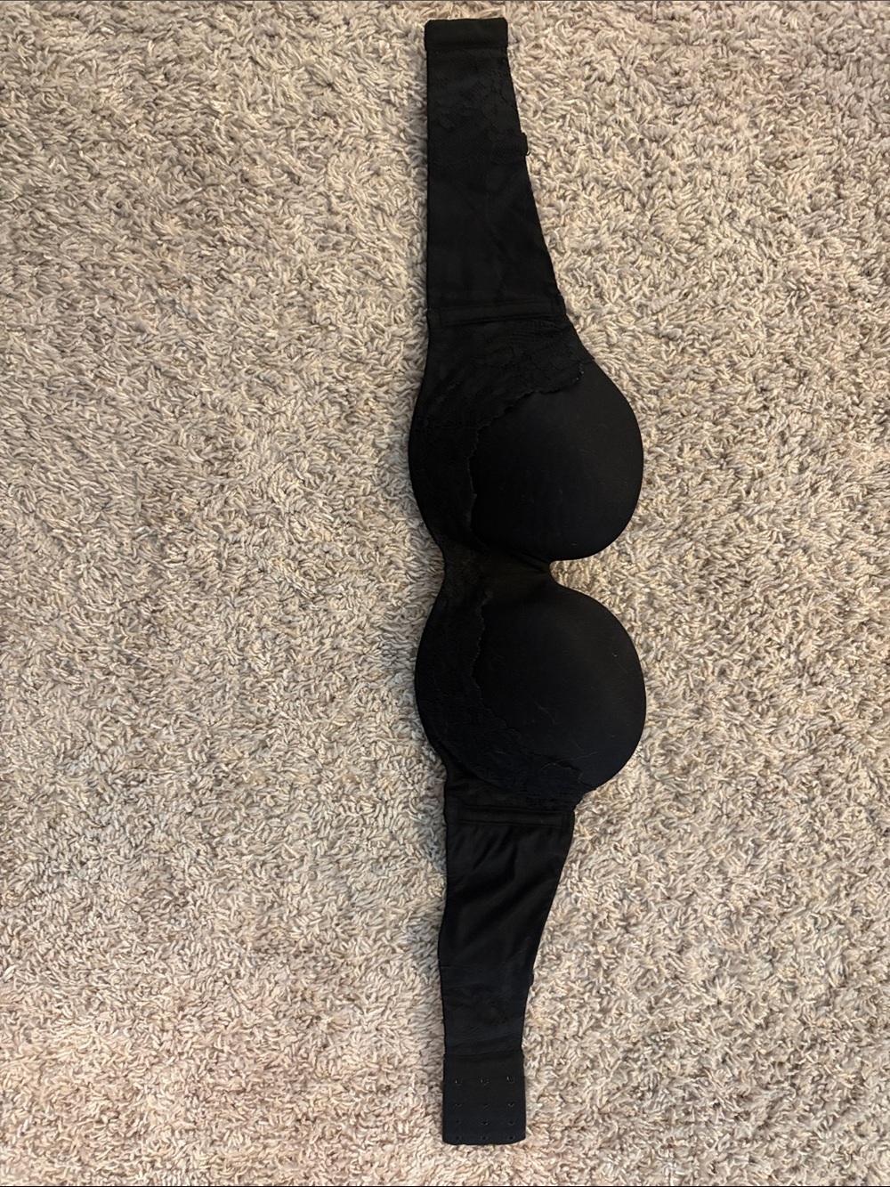 Victoria Secret Black Lace Trim Strapless Push-Up Bra